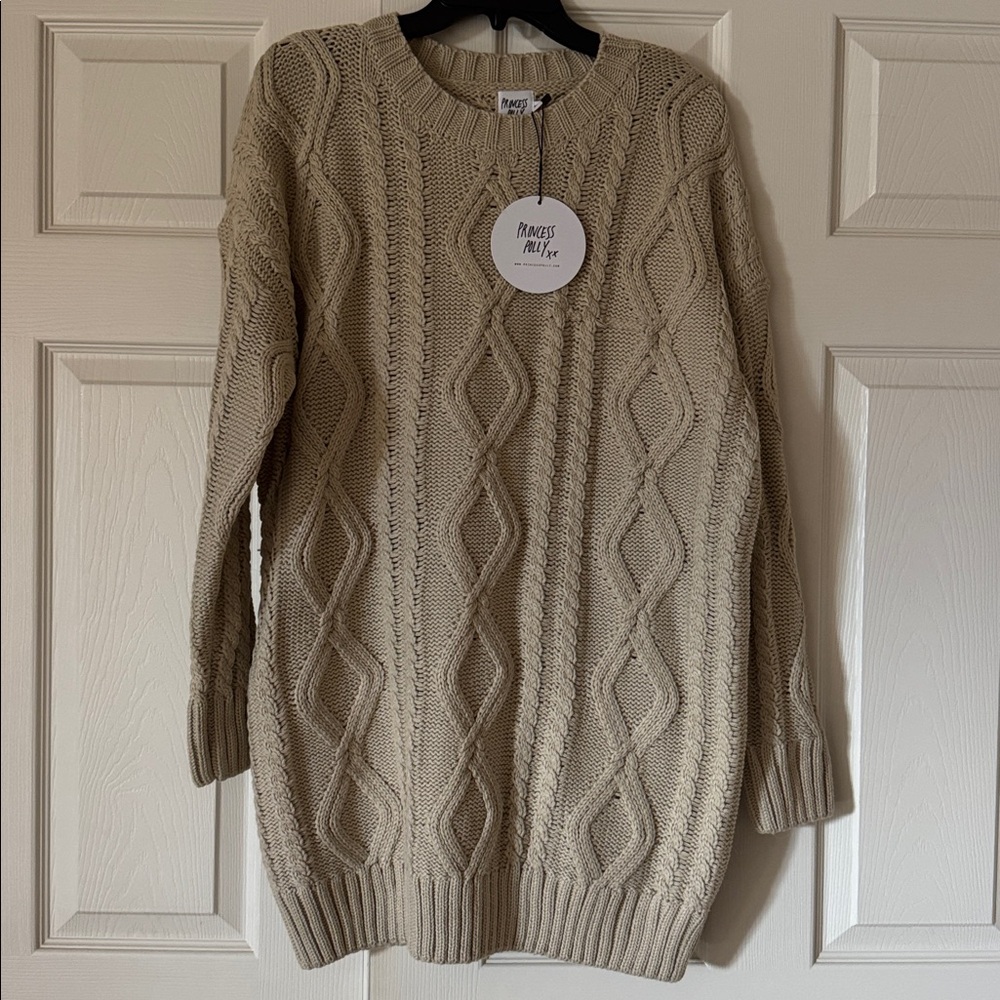 Princess Polly NWT cream sweater dress, S/M
